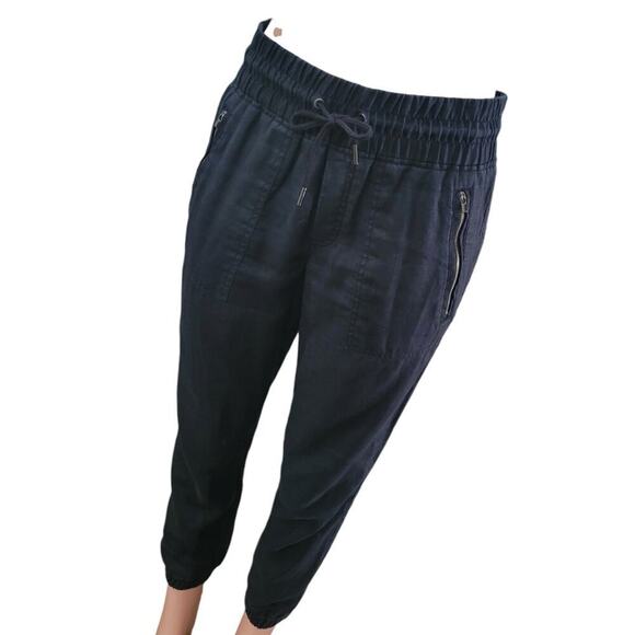 Athleta Women's Cabo Linen Jogger Pants Size 6 Black Pull On Pockets - Picture 2 of 12